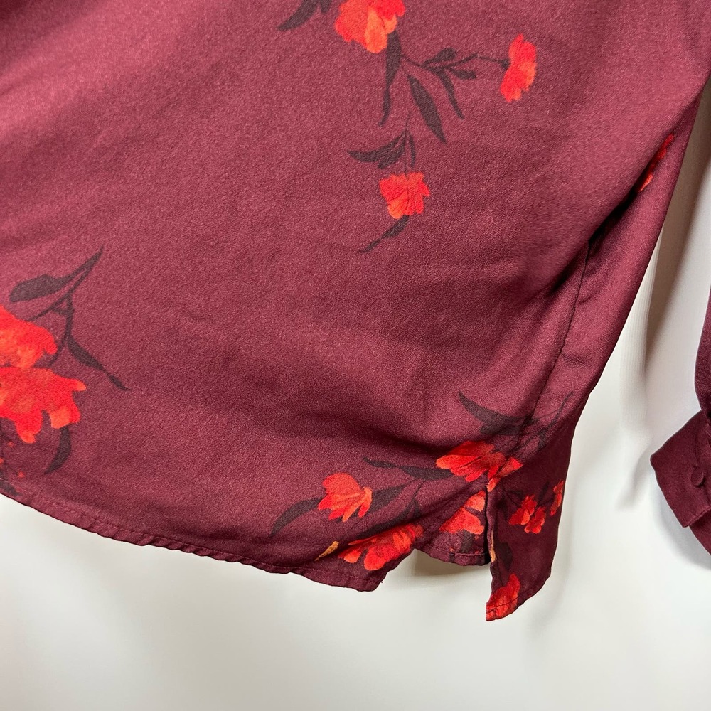 Ava & Viv Target Red Balloon Sleeve Floral V-Neck Pullover Blouse Plus Size 2X - Picture 6 of 9